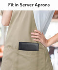 Premium Leather Server Book With Dual Zipper Pockets For Waitress And Bartender in server apron pocket for easy access.