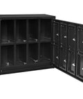 Eight Door Smartphone Charging Locker Featuring Sturdy Steel Build And Handy Power Outlets open with eight compartments for devices.
