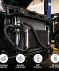 Top Tier 6AN Fuel Line Kit With 20 Ft Nylon Braided Hose And Heavy Duty Aluminum Fittings Plus Clamps For Universal Gas And Diesel Transfer Across Most Cars Without Leaks Or Drips To Keep Your Ride Runnin Smooth.. installed on front radiator