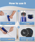 Instructions for Portable Travel Bidet On The Go High Pressure Handheld Electric Sprayer USB Rechargeable For Women And Men Dual Spray Modes For Deep Clean And Gentle Rinse Water Filling Options Personal Hygiene Care And Postpartum Comfort Blue