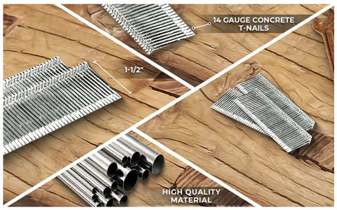 14 Gauge Concrete T Nails One And Half Inch Smooth Shank For Concrete Nailers Electroplated Galvanized 1000 Pack