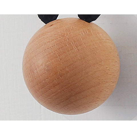 Heavy Duty Wooden Wall Mount Coat Hooks Five Pack Top Shelf Entryway Storage round wooden hook detail with playful ears.