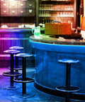 RGB Neon Rope Light 50 Feet LED Strip illuminating indoor bar, flexible PVC, ambient neon tape, IP67, with RF remote controller