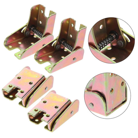 Four Sets Golden Metal Folding Cabinet Door Hinges 90 Degree Self Locking Mechanism, Soft Close, Heavy Duty Design with close-ups