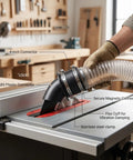 Xiuganpo 4 Inch Magnetic Dust Connector With Cuff For Shop Vac System Quick Connect Hose Fitting, ABS plastic shown on table saw.