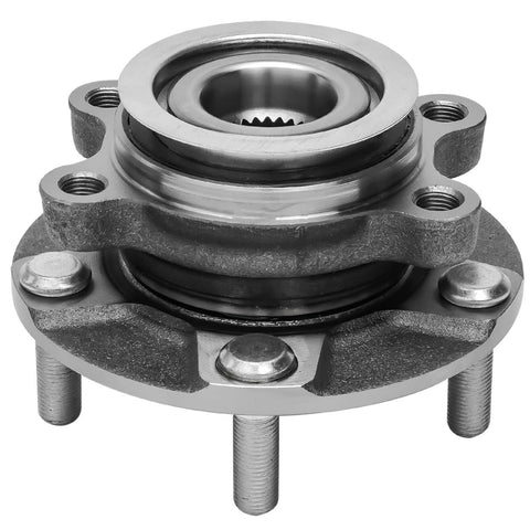 FWD 4Pc Front And Rear Wheel Bearing Hubs Assembly Kit For Nissan Rogue 2008 Through 2013 And Nissan Rogue Select 2014 Through 2015 Front And Rear Replacement, showing a single wheel hub with 5-lug design and square flange