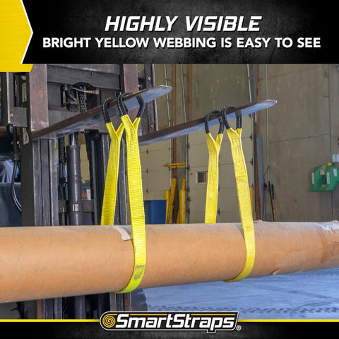 Beefy 2x6 Nylon Webbing Sling 6,400 Lb Vertical Lifting Capacity for Choker and Basket Lifts lifting a large pipe