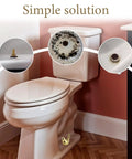 2 Pack Ceramic Gold Bird Toilet Bolt Caps Universal Fit Replacement Toilet Screw Covers Decorative Bird Caps for Bolts No Cutting or Tools Needed Durable Ceramic for Easy Install shown on a toilet base in a bathroom setup.