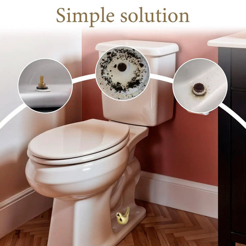 2 Pack Ceramic Gold Bird Toilet Bolt Caps Universal Fit Replacement Toilet Screw Covers Decorative Bird Caps for Bolts No Cutting or Tools Needed Durable Ceramic for Easy Install shown on a toilet base in a bathroom setup.