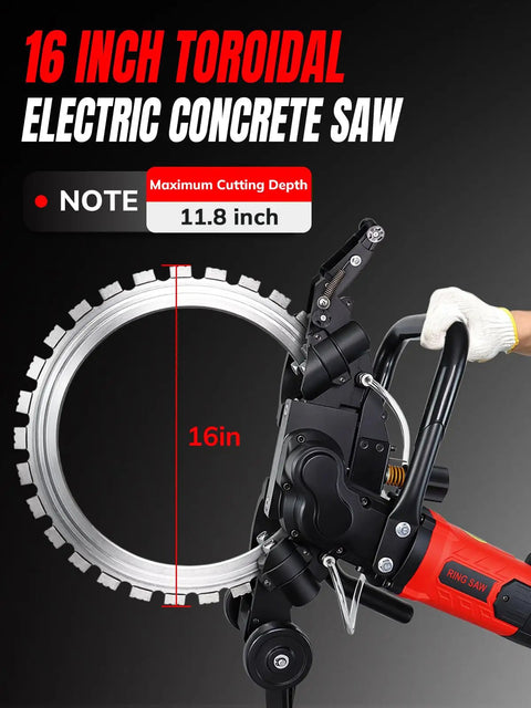 Pro Level 16 Inch Electric Concrete Ring Saw Puts Out Heavy Torque On 110 Volts And Ships Packed With Three Tough Diamond Blades.
