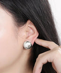 Half Ball Dome Stud Earrings For Women Silver Plated Button Jewelry Minimalist Chic Everyday Wear Turn Heads With Simple, Eye-Catching Style That Elevates Any Look. 16 mm silver-plated dome stud on ear