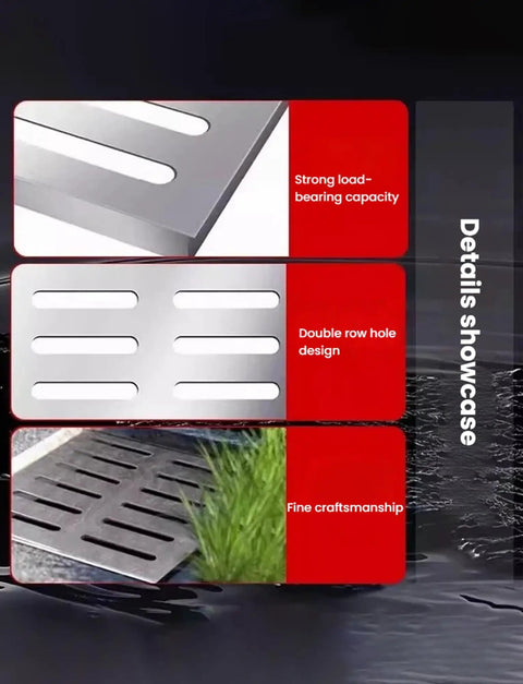 Heavy Duty Stainless Steel Gully Grid Drain Grate Catch Basin Cover With Smart Debris Mesh Filter For Zero Clog Hassle Indoors Or Outdoors Pro Grade Solid Build Drain Saver 23.6 Inch showcasing strong load capacity and double row hole design.