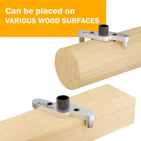 Heavy Duty Dowel Jig Kit For Floating Shelf Brackets With One Half Inch Drill Bit Included placed on wood surfaces