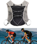5L Reflective Hydration Running Vest For Ride Ready Comfort with lightweight mesh and cyclists in action below.