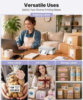 Wireless Bluetooth Thermal Shipping Label Printer Pulls Off Killer 4x6 Package Prints For Ecommerce Hustles With Zero Hassle Mobile Sync And Smooth Windows Mac Android Pairing In Classic Gray in use for shipping, price, and gift labels.