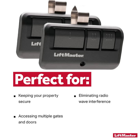 Dope Three Button Visor Clip Garage Door Opener Remote Control Pack Of 2 with LiftMaster branding and three buttons visible.