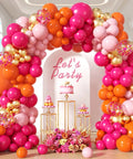 Hot Pink And Orange Balloon Arch Kit With Metallic Gold Confetti Balloons For Weddings Baby Showers And Birthday Parties