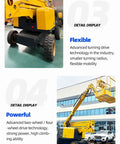 Heavy Duty Telescopic Boom Lift Electric Hydraulic Aerial Work Platform compact machine shown from side with hydraulic arm extended.