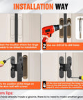 Installation process of Hidden Door Hinge Set Concealed 180 Degree Cabinet Hinges For Cabinet Doors And DIY Boxes In Zinc Alloy Black 4 Pack Fits Door Thickness Eleven Sixteenth To One Inch