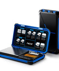 Precision Pocket Scale 200G 0.01G Digital Gram Scale With LCD Display open and closed, blue casing, battery included