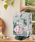 Real Deal Retro Green Hummingbird Plumeria Coffee Machine Covers Waterproof Polyester Kitchen Appliance Protectors on kitchen counter.