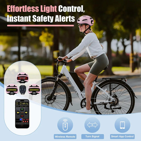 bike helmet apps Women's LED Bike Helmet Go-To With Turn Signals And Brake Light, High Visibility From Front And Back, USB Rechargeable, App Control, Custom DIY
