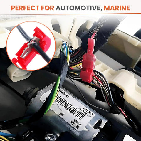 T-Tap Wire Connectors Kit With Stainless Steel Spring For Quick Splice And Snap-On Terminals Fast Electrical Connectors installed