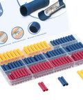 Airic 200-piece insulated butt splice connectors kit for 22–10 AWG wires; yellow, blue, red terminals in plastic case