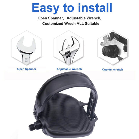 Replacement Bike Pedals For Recumbent And Spinning Bikes 9 16 Inch Spindle Easy Install With wrench tools shown