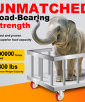Elephant on cart showcasing Heavy Duty 5 Inch Swivel Caster Wheels Set Of 4 With Dual Locking Brakes Silent Polyurethane Wheels Plate Mounted Bearings 360 Degree Rotation Industrial Grade Construction 2800 Lbs Load Capacity