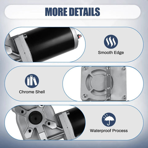 Heavy Duty 600W 60:1 Electric Tarp Motor For Dump Trucks Up To 28 Feet 12V DC With Chrome Housing Cover details image