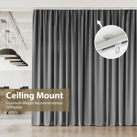 Heavy Duty Ceiling Curtain Track System With Silent Glide And Extra Long 9ft White Rails for ceiling mount curtains