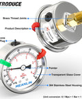 Rock Solid Stainless Steel Vacuum Gauge Reads Dead Accurate With A Weatherproof Two Inch Dial And One Quarter Inch NPT Thread Built Heavy Duty For HVAC And Air System Service Featuring A Locked Lower Mount Design That Stays Put For Zero Fuss Performance showing a detailed view of the gauge's features.