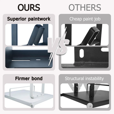 Comparison of Dyson Vacuum Stand Organizer for V15-V6 with superior paintwork and firmer bond versus others with cheap paint and instability.