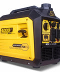 4000 Watt Portable Inverter Generator With 149cc 4 Stroke OHV Engine Ultra Quiet Gas Power For Home Or RV 60Hz Recoil Start EPA Compliant Money Saving Run Time Up To Five Hours At Half Load, showing side and control panel view