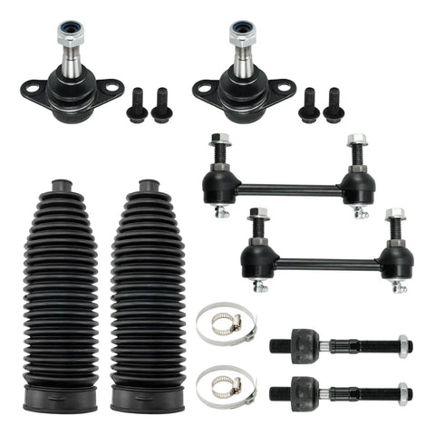 Volvo XC90 Beefy Front Lower Control Arm Kit With Ball Joints Sway Bar End Links Tie Rod Ends Rack Boots Bellows Locking Clamps