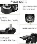 Straight Up Heavy Duty Silent Pu Caster Wheels 4 Pack 2 Inch Lockable Swivel With M10x25mm Screw Insert showing 360-degree rotation and polyurethane material details.