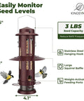 Squirrel Proof Bird Feeder With Weight Activated Perches, Heavy Duty Metal Outdoor Hanging Feeder, Antique Copper Finish