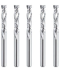 Five carbide compression router bits with 1/8 in shank