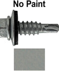 Close-up of a 14 By 7/8 Inch Metal Roofing Screw Type 1 Drill Point With Hex Washer Head And 9/16 Inch EPDM Washer, unpainted.