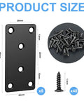 Heavy Duty Black Flat Metal Brackets For Wood Repair Set With Included Screws showing 8 brackets and 48 screws for furniture repair.