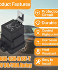 Beefy 50A SPDT Relay With 1 Form C, 12V DC Coil, shown with protection features and car background for automotive use