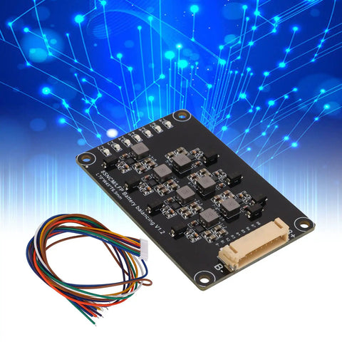 8S Inductive Balancer For Lithium Battery Packs Featuring A 1.2 Amp Chip, showing balancing board and cable for 8 series cells.