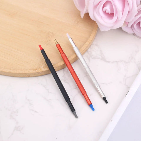Pro Grade Stainless Steel Watch Hand Setting Tool Set 3 Pieces With Plastic End Pusher Tips For Scratch Free Dial And Precise Pointer Adjustment, Multi Hole Sizing For Watchmakers And Diy Repair on wood surface.