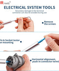 HT250-5 Connector Inspection Tool Kit With Socket And Pin Tips Pro Grade At Home Electrical Tester For Automotive Connectors Terminals And Retention Tests Includes 3 Pairs Of Sockets And Pins, aluminum tool in use