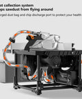 Heavy Duty Circular Bench Saw With Precision Cross Cutting Gauge And Nifty Side Extension Chop Rail For Killer Cuts And Fast Project Builds Plus Rock Solid Dust Collection featuring advanced dust collection system.