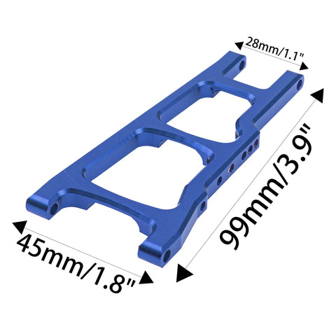 Dimensions of a blue Beefy Aluminum Front And Rear A Arms Suspension Upgrade For Traxxas 1/10 Slash 4x4 RC Car