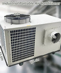 Heavy Duty Industrial Mobile Air Conditioner Cranking 51100BTU Of Badass Cooling Power With Smooth Rolling Wheels And Zero Drama Drainage For Workshops Factories And Heatwave Events Now, displayed with dimensions.