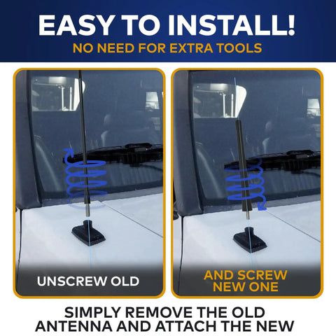 Installation of Ford Mustang External Antenna Mast 7 Black Car Antenna Replacement For 1979-2009 FM AM Radio Compatible shown