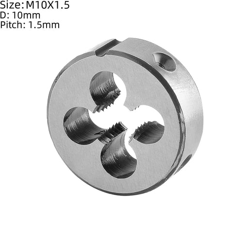 M10 X 1.5 Tap And Die Set Right Hand For Pro Grade Threading, 10mm Cutting Dia, alloy tool steel die, straight fluted